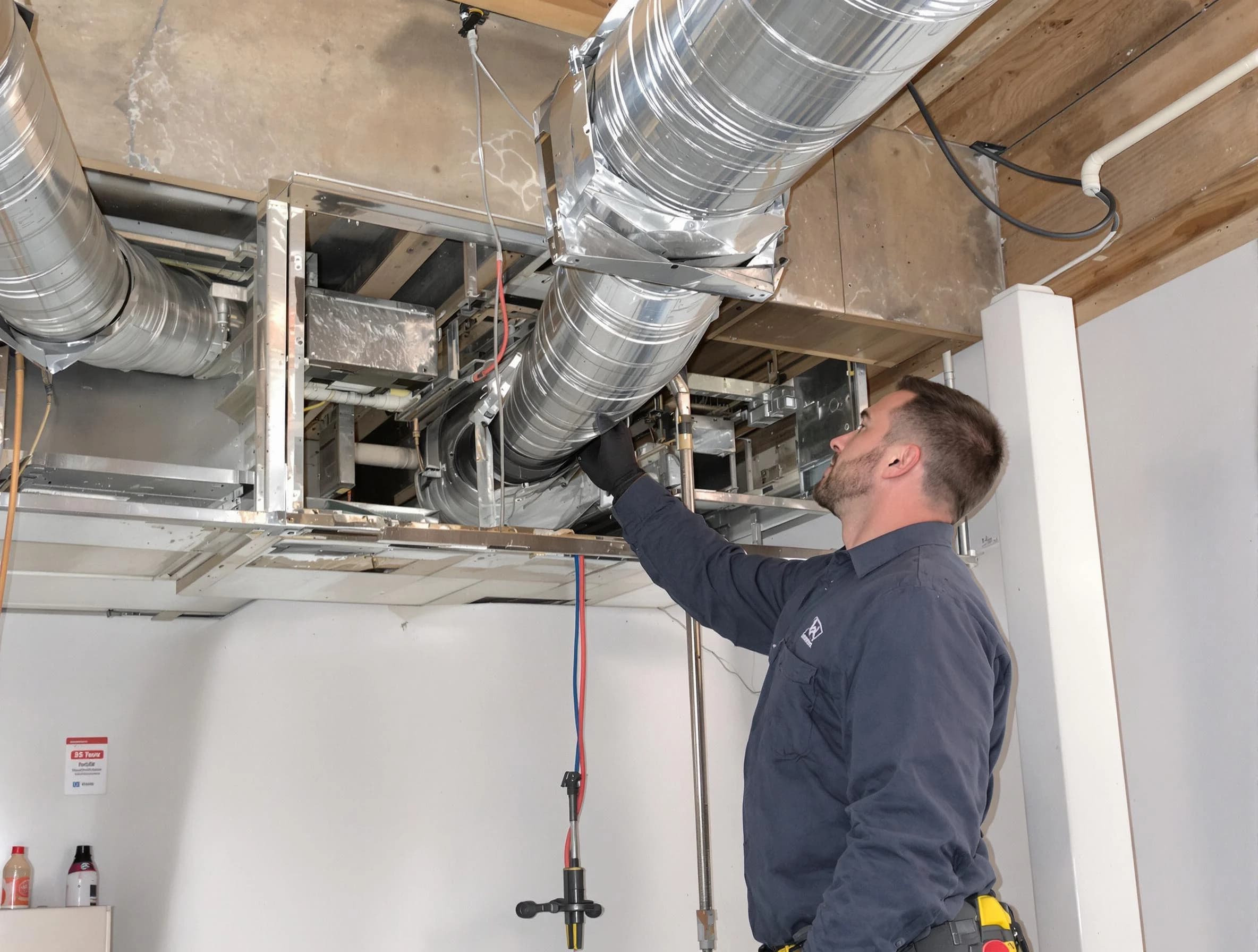 Mableton Air Duct Cleaning technician performing professional air duct repair using specialized tools in Mableton
