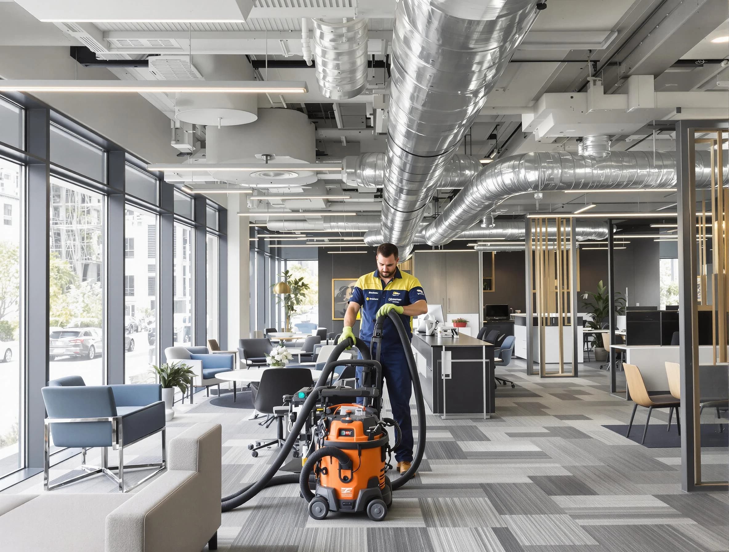 Mableton Air Duct Cleaning team performing thorough commercial duct cleaning at a Mableton business center